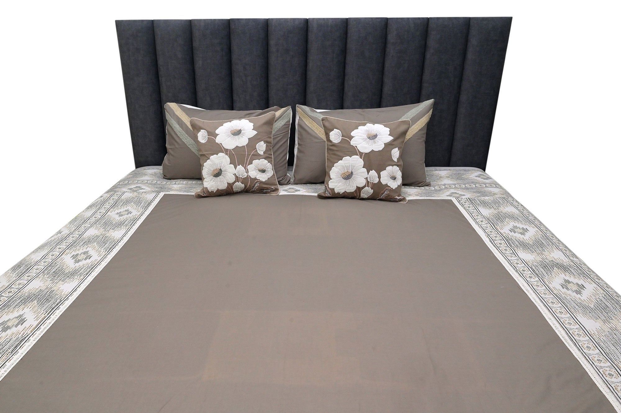Floral Grace Taupe & Grey Bed Ensemble