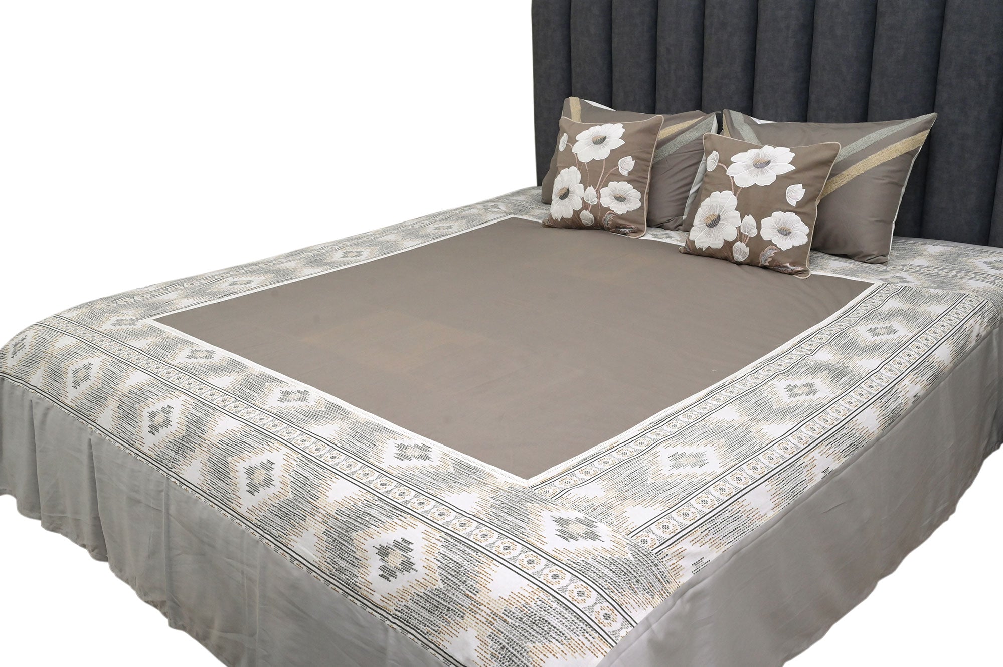 Floral Grace Taupe & Grey Bed Ensemble