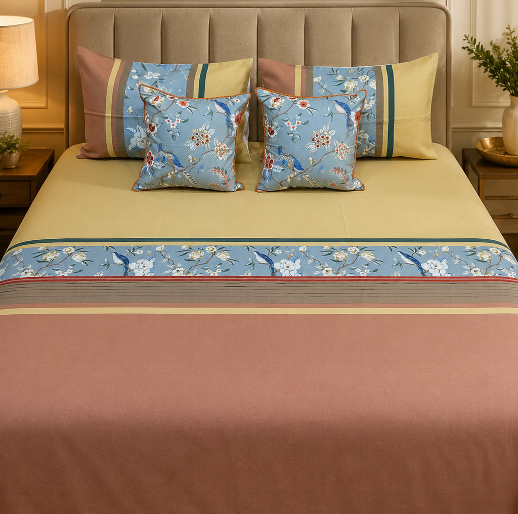 Sky Bird Floral Bed Ensemble
