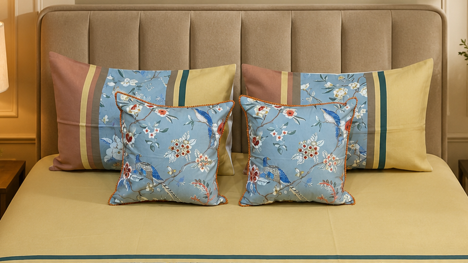 Sky Bird Floral Bed Ensemble