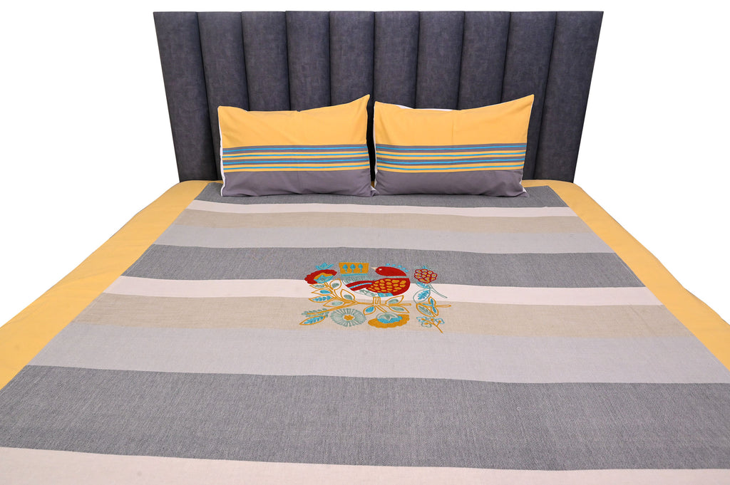 Sunrise Stripes Yellow & Grey Bed Ensemble