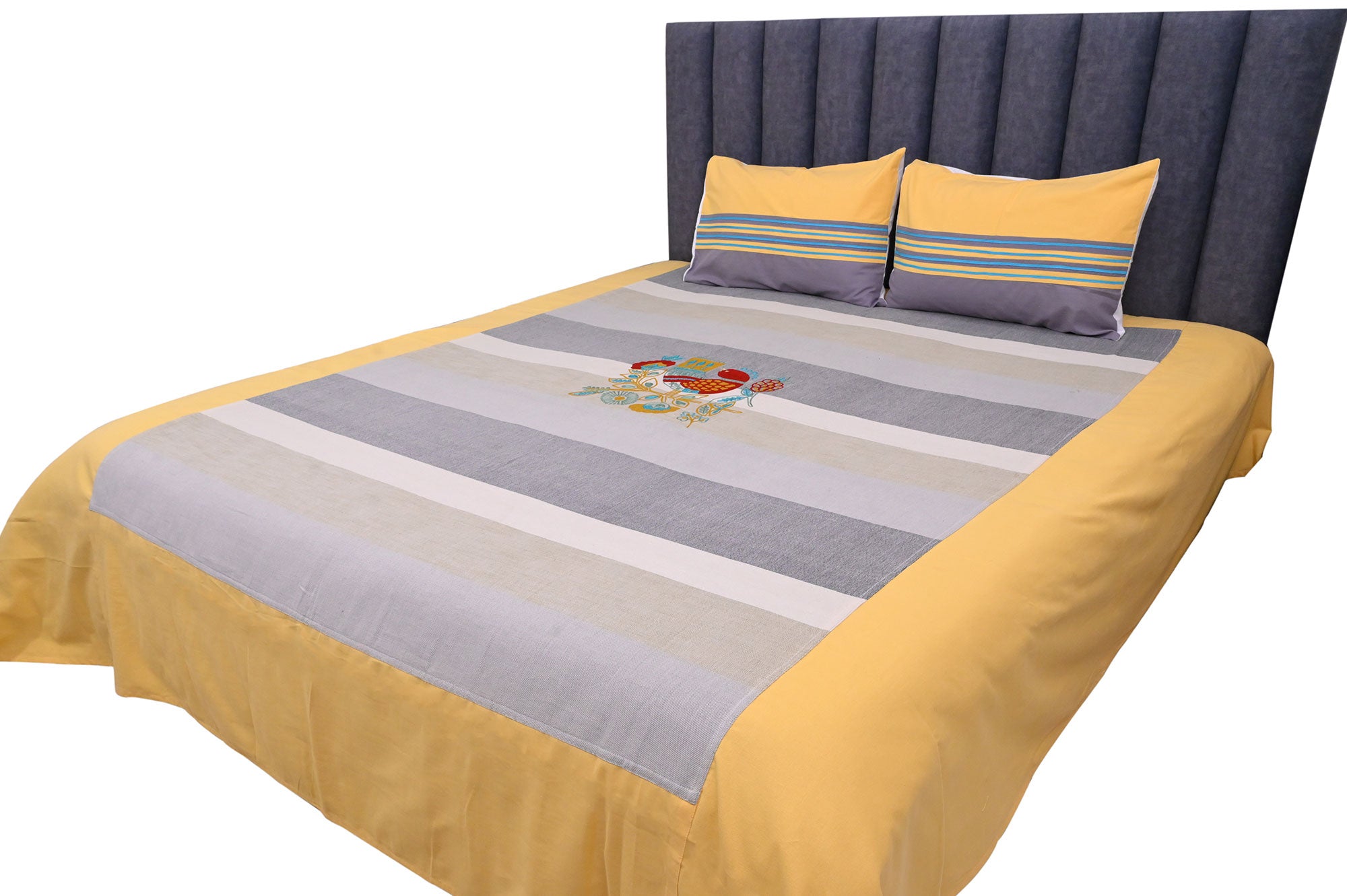 Sunrise Stripes Yellow & Grey Bed Ensemble