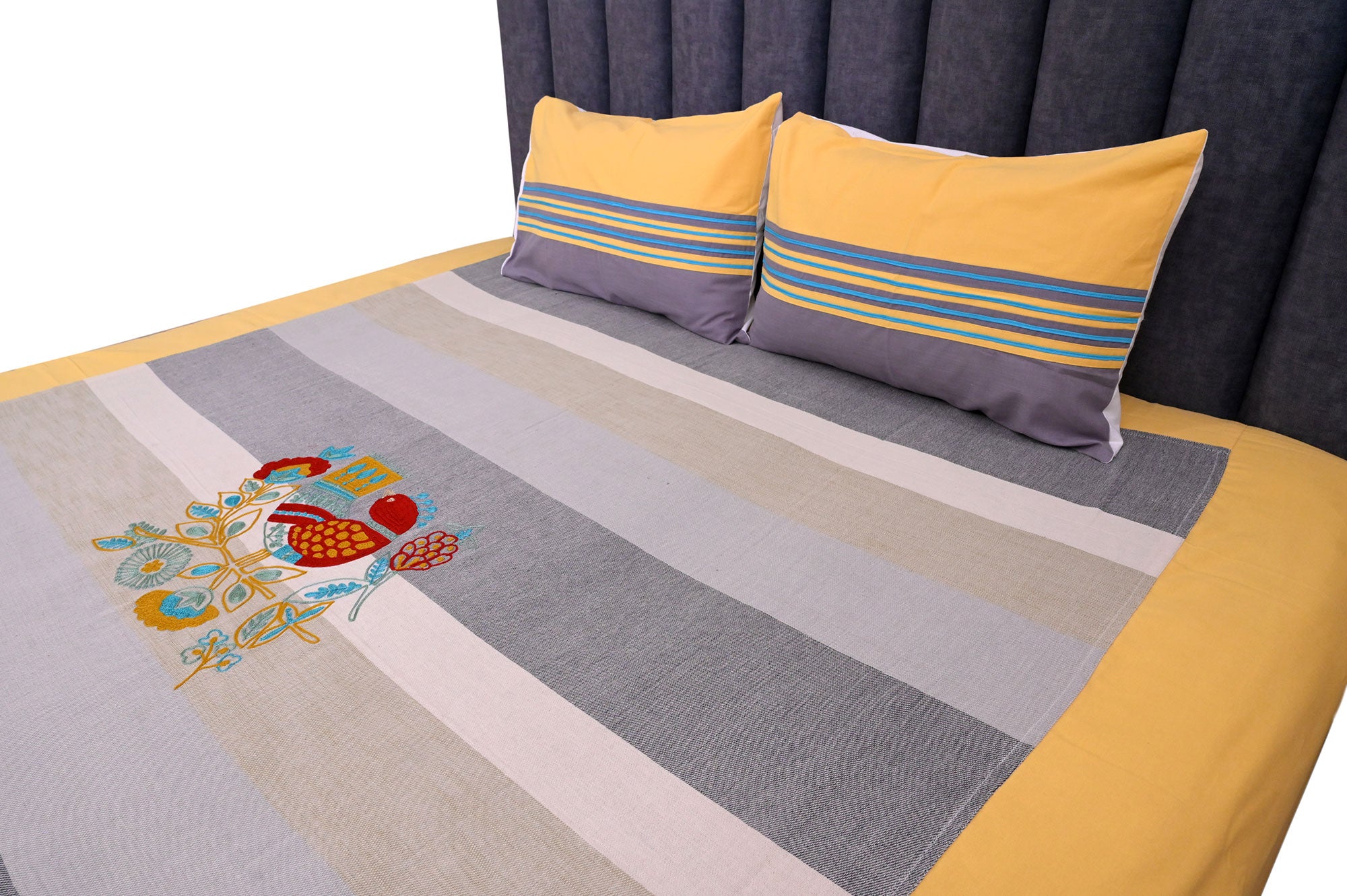 Sunrise Stripes Yellow & Grey Bed Ensemble