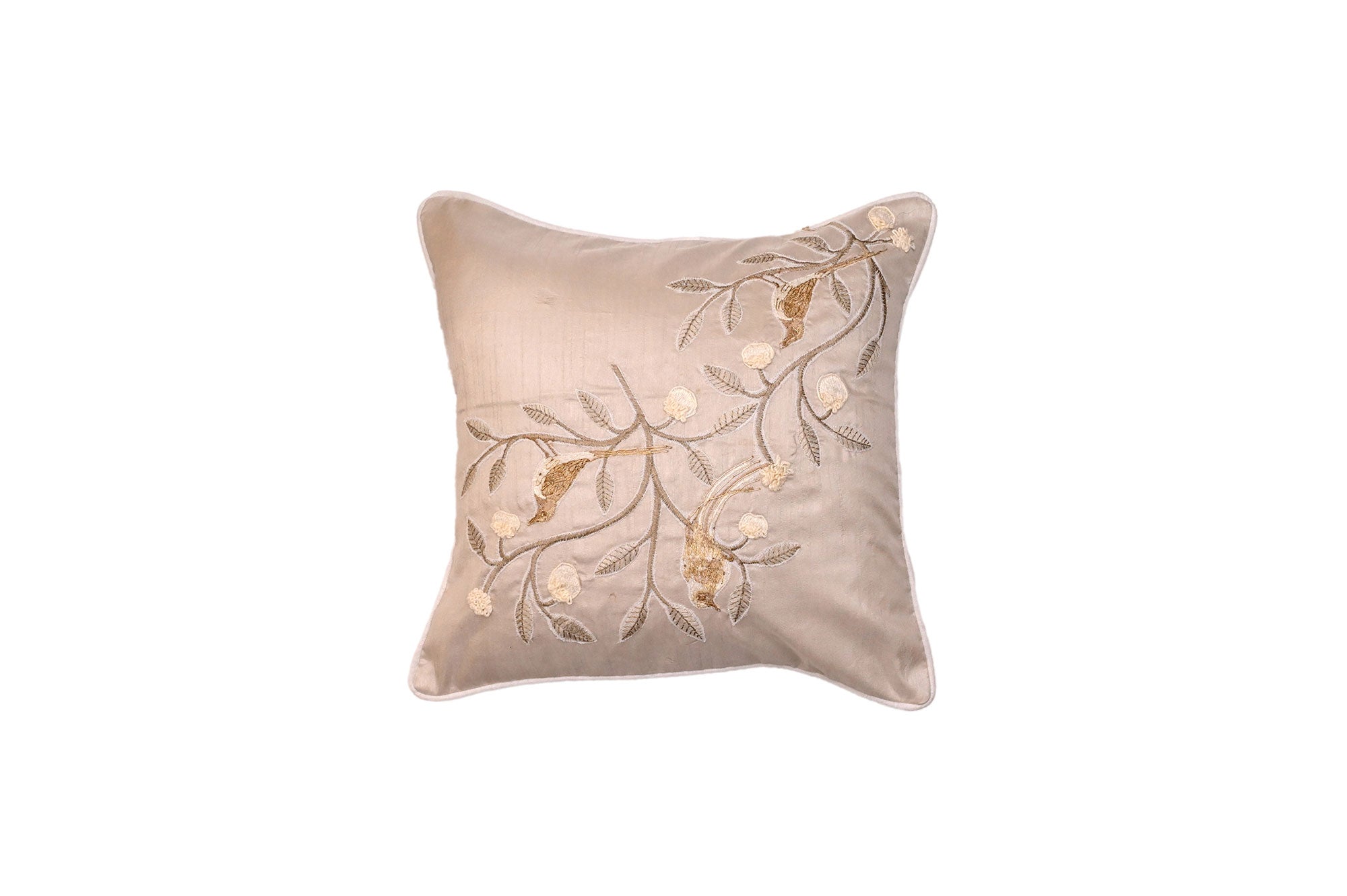 Ivory Elegance Embroidered Cushion