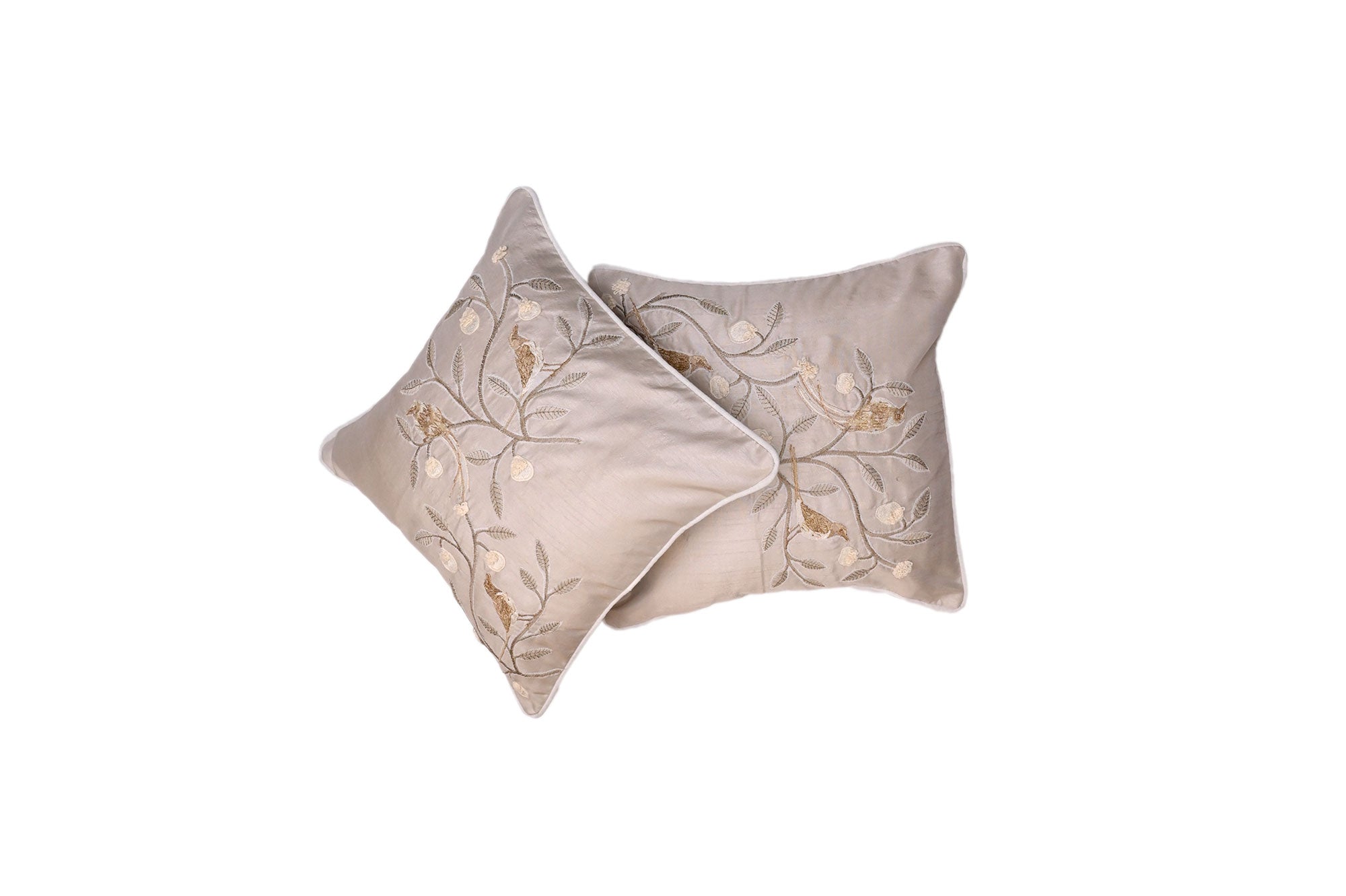 Ivory Elegance Embroidered Cushion