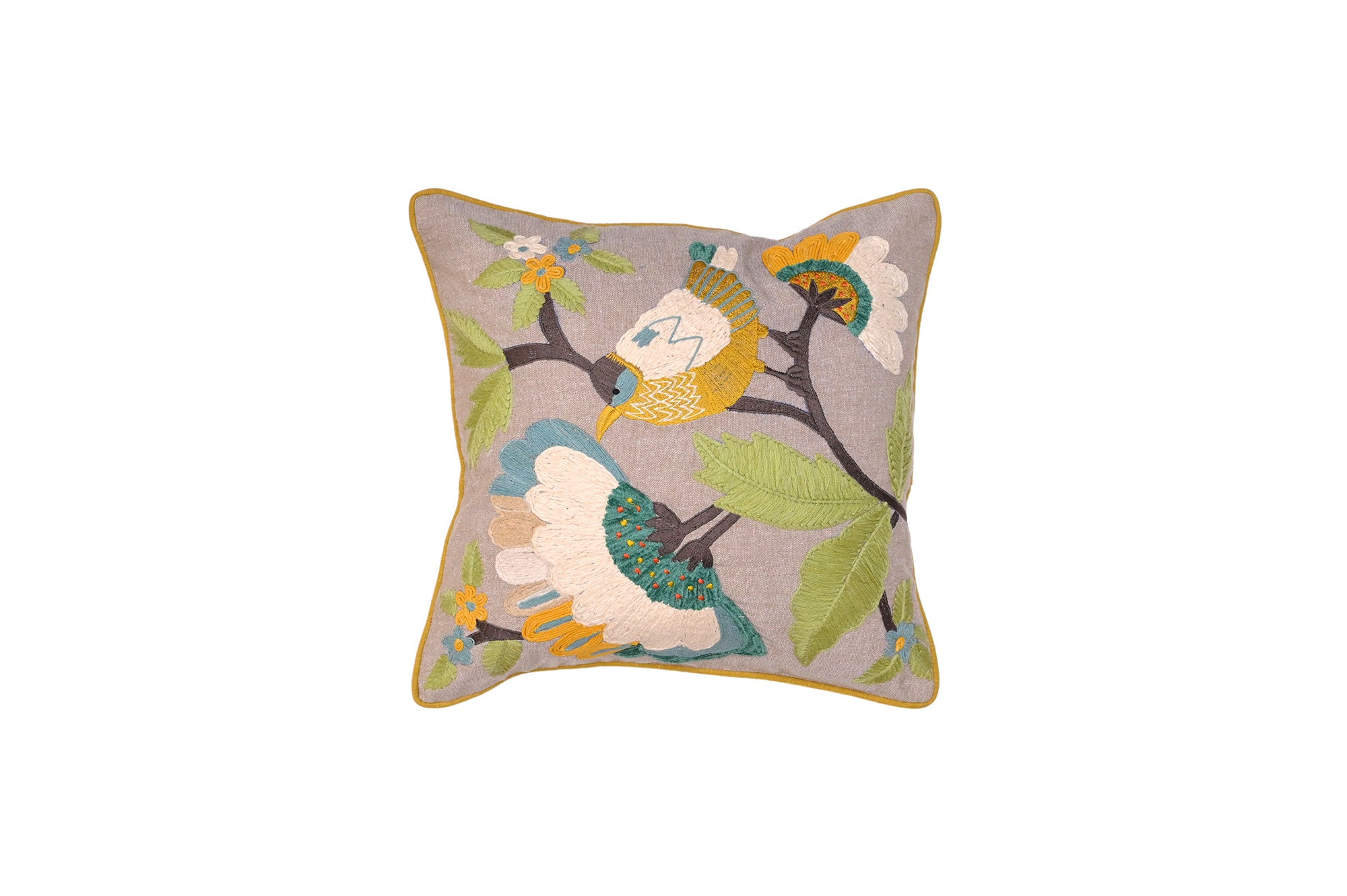 Garden Song Embroidered Cushion