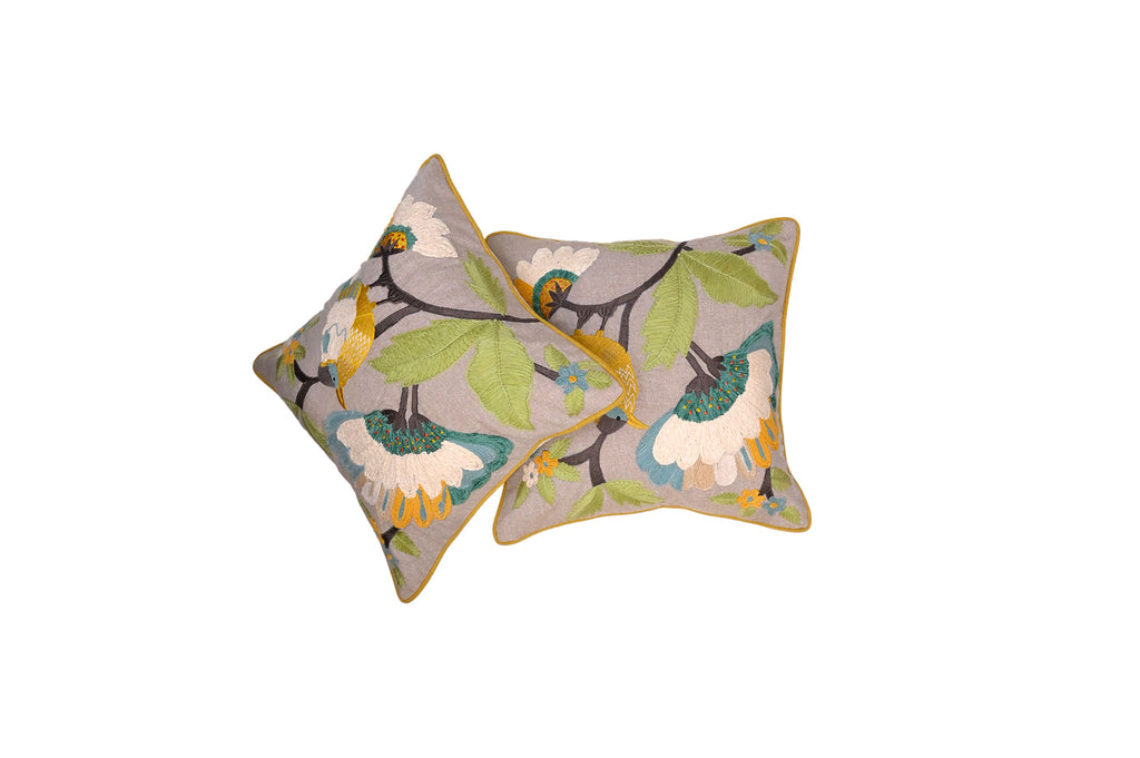 Garden Song Embroidered Cushion