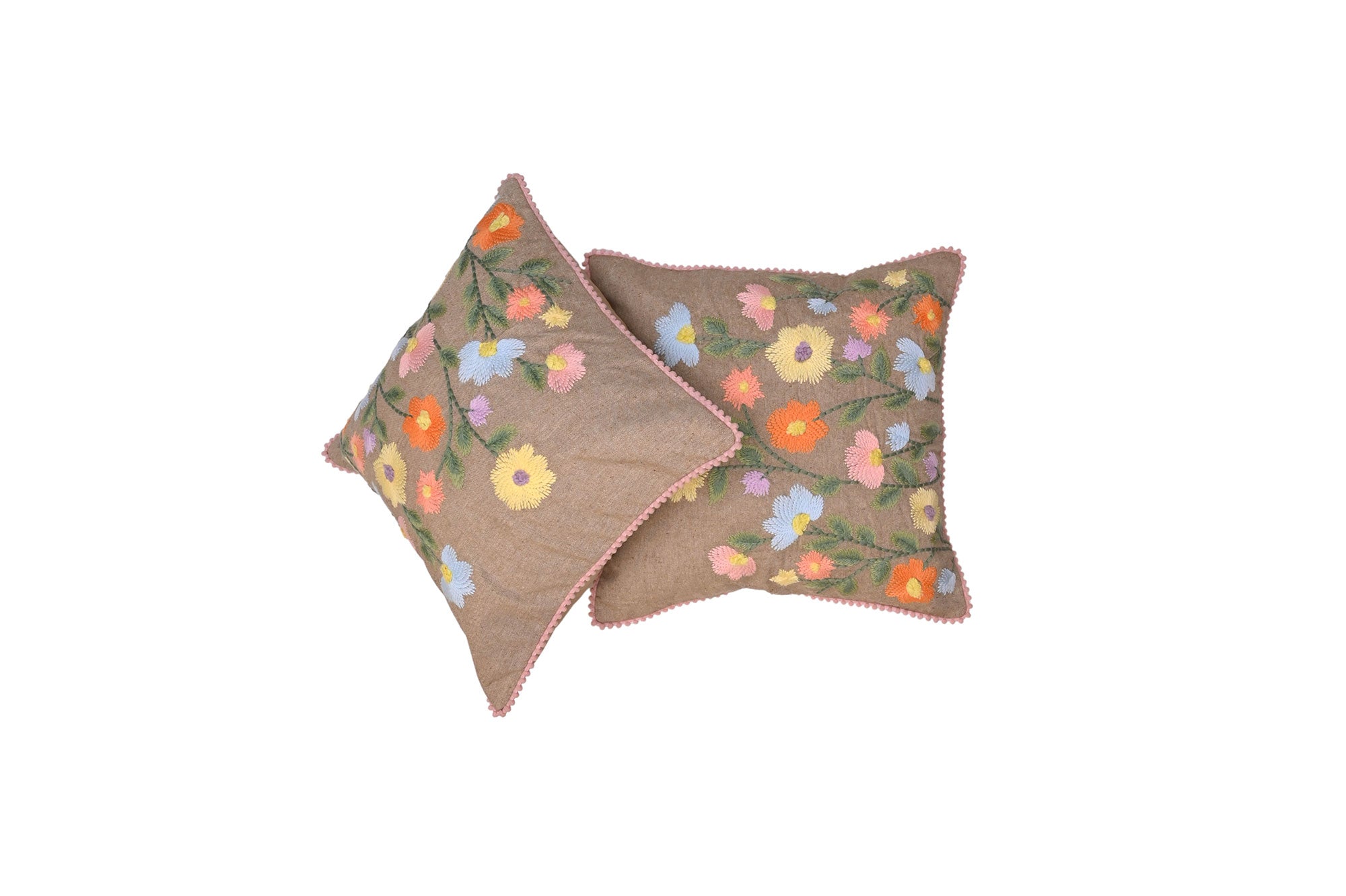Meadow Bloom Embroidered Cushion