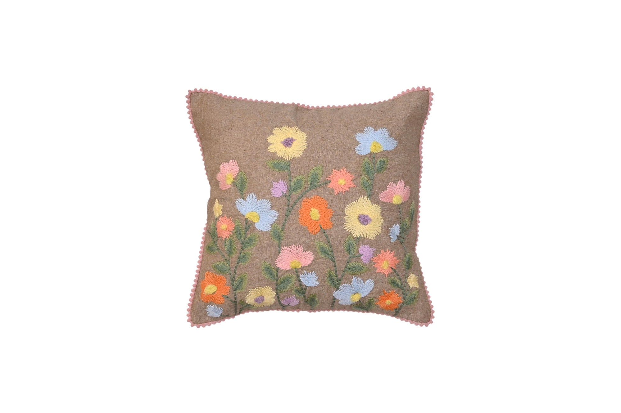 Meadow Bloom Embroidered Cushion