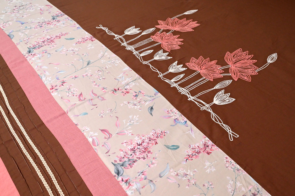Blush & Mocha Lotus Bloom Bed Ensemble