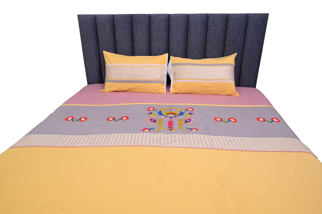 Sunset Bloom Yellow & Lavender Bed Ensemble