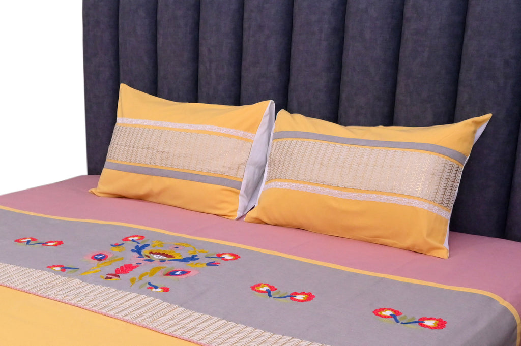 Sunset Bloom Yellow & Lavender Bed Ensemble