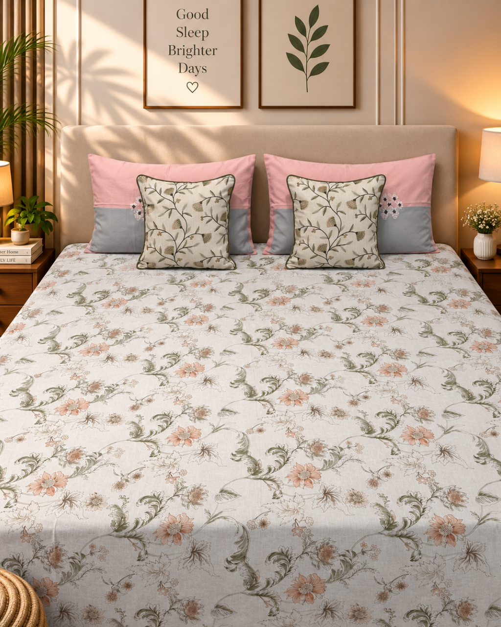 Plum Patchwork Floral Bedsheet Set