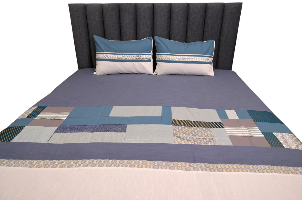Blue Mosaic Patchwork Bed Ensemble