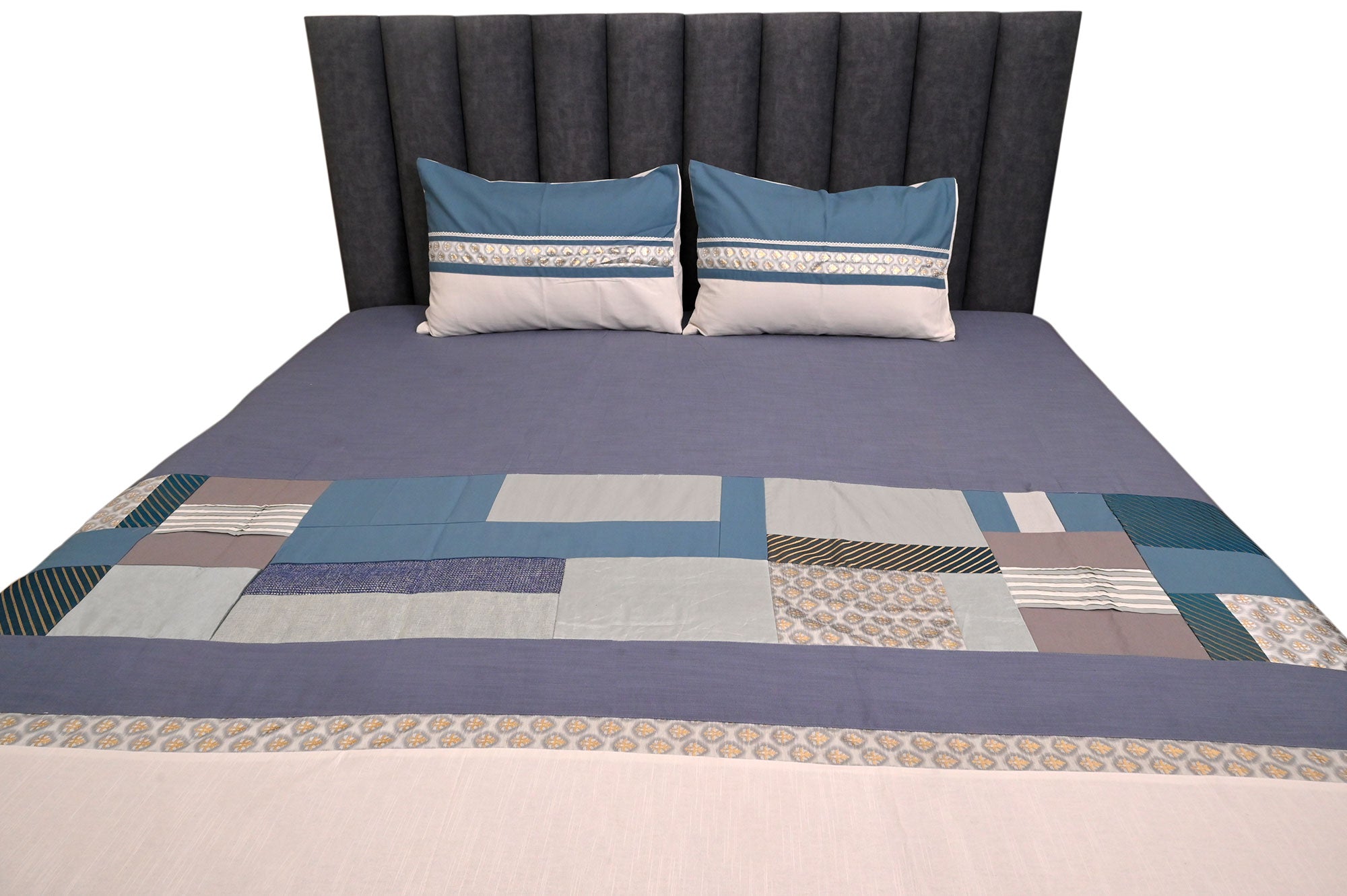 Blue Mosaic Patchwork Bed Ensemble