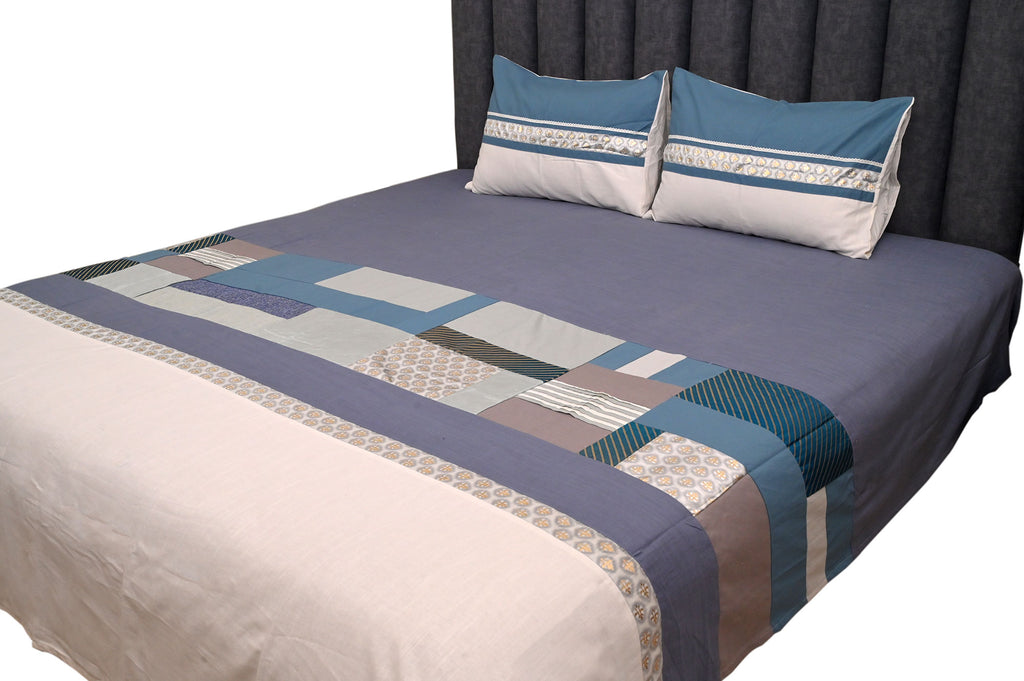 Blue Mosaic Patchwork Bed Ensemble