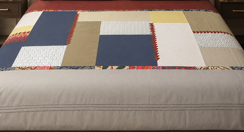 Navy Patchwork Floral BedSheet Set