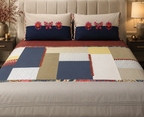 Navy Patchwork Floral BedSheet Set