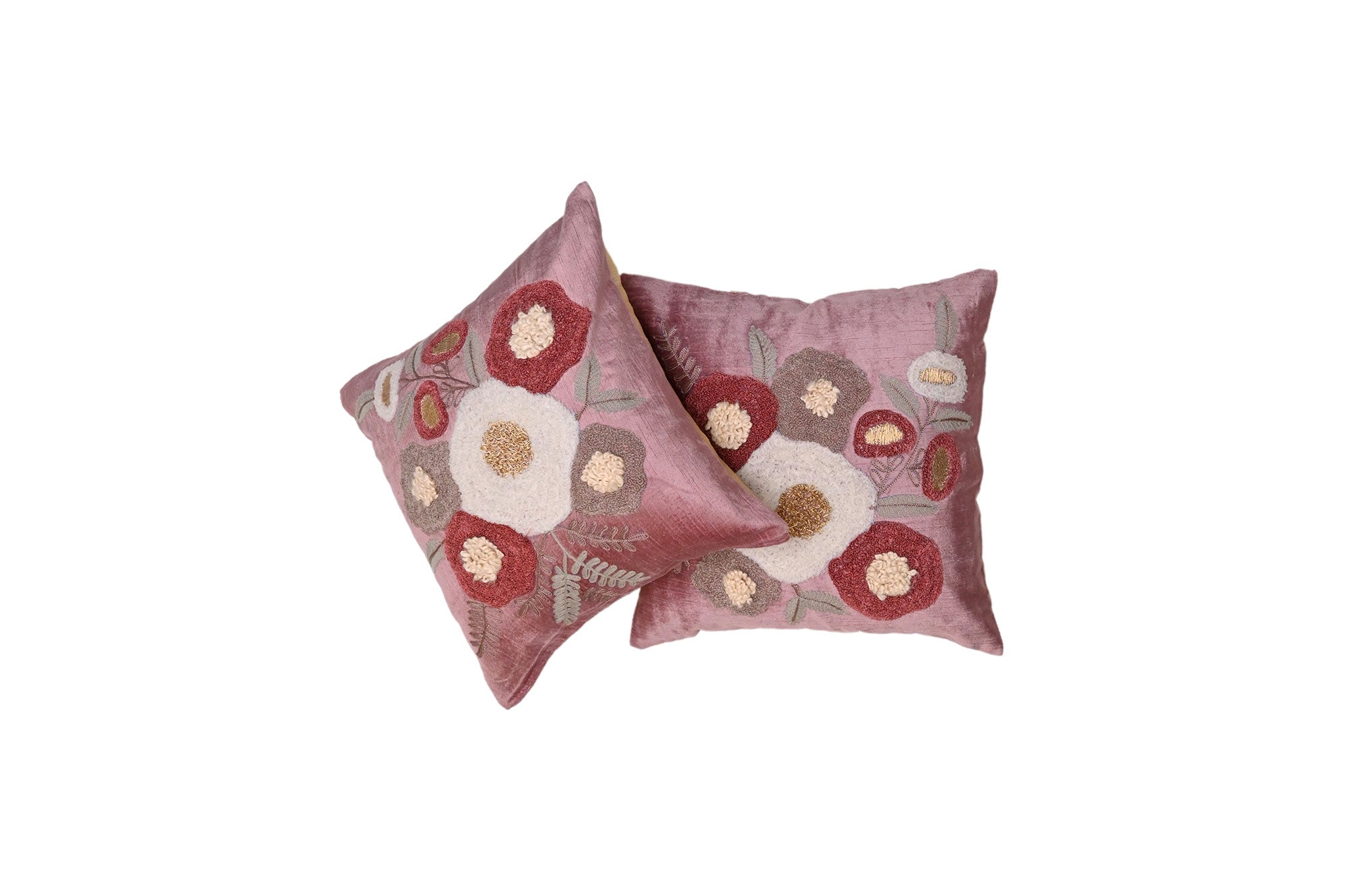 Rose Bloom Embroidered Cushion