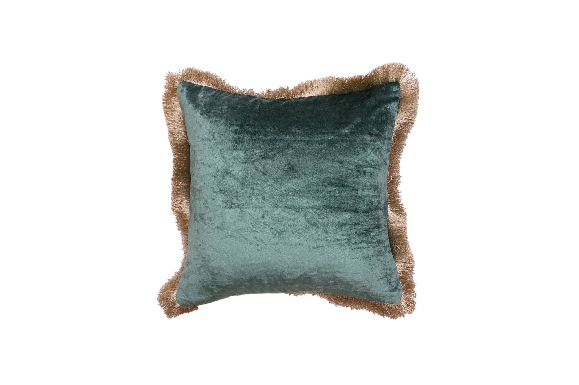 Teal Velvet Fringe Cushion