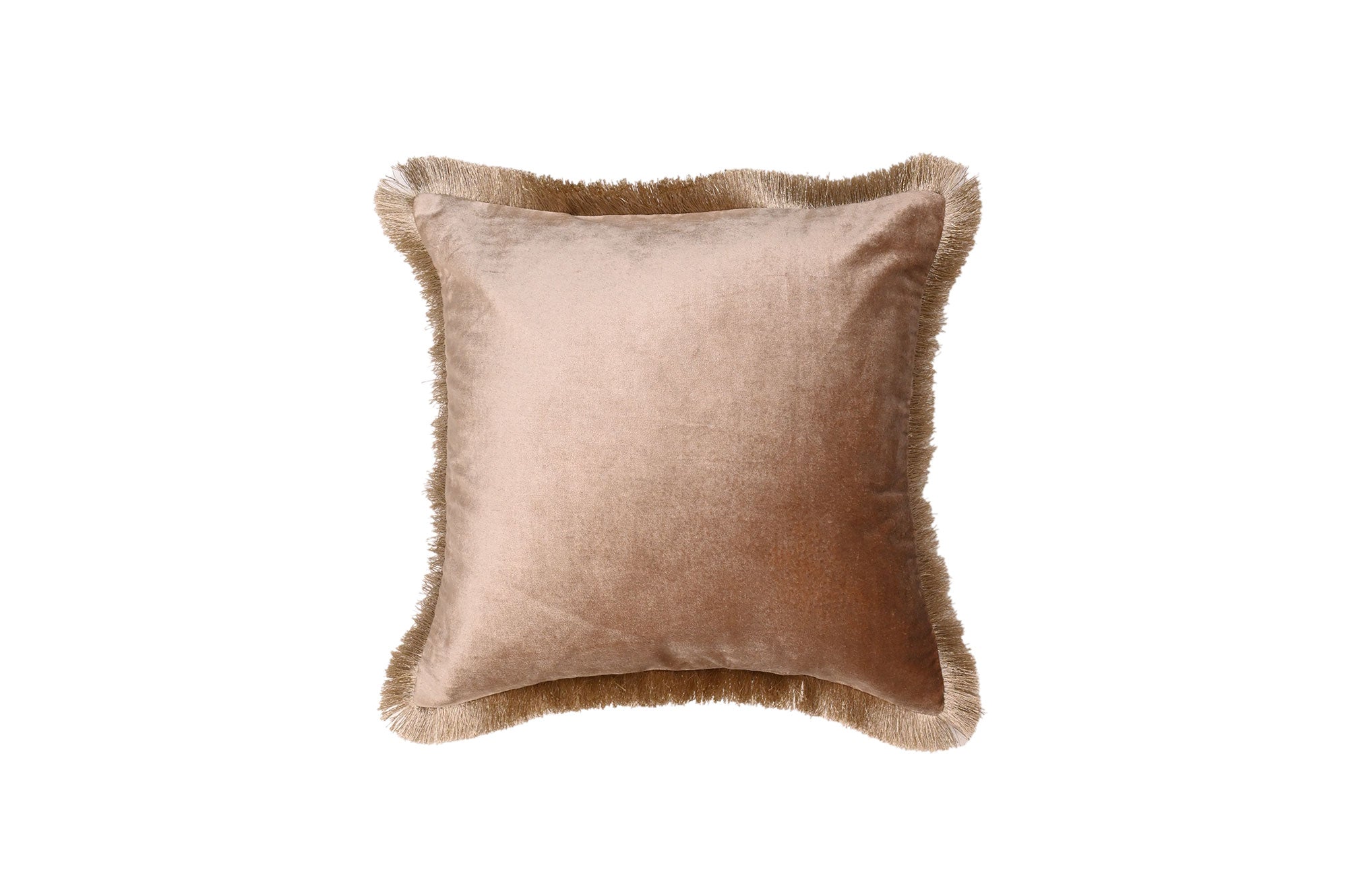 Champagne Velvet Fringe Cushion