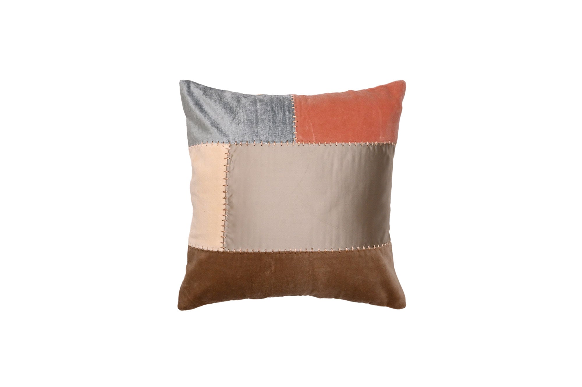 Velvet Patchwork Cushion (Warm Tones)