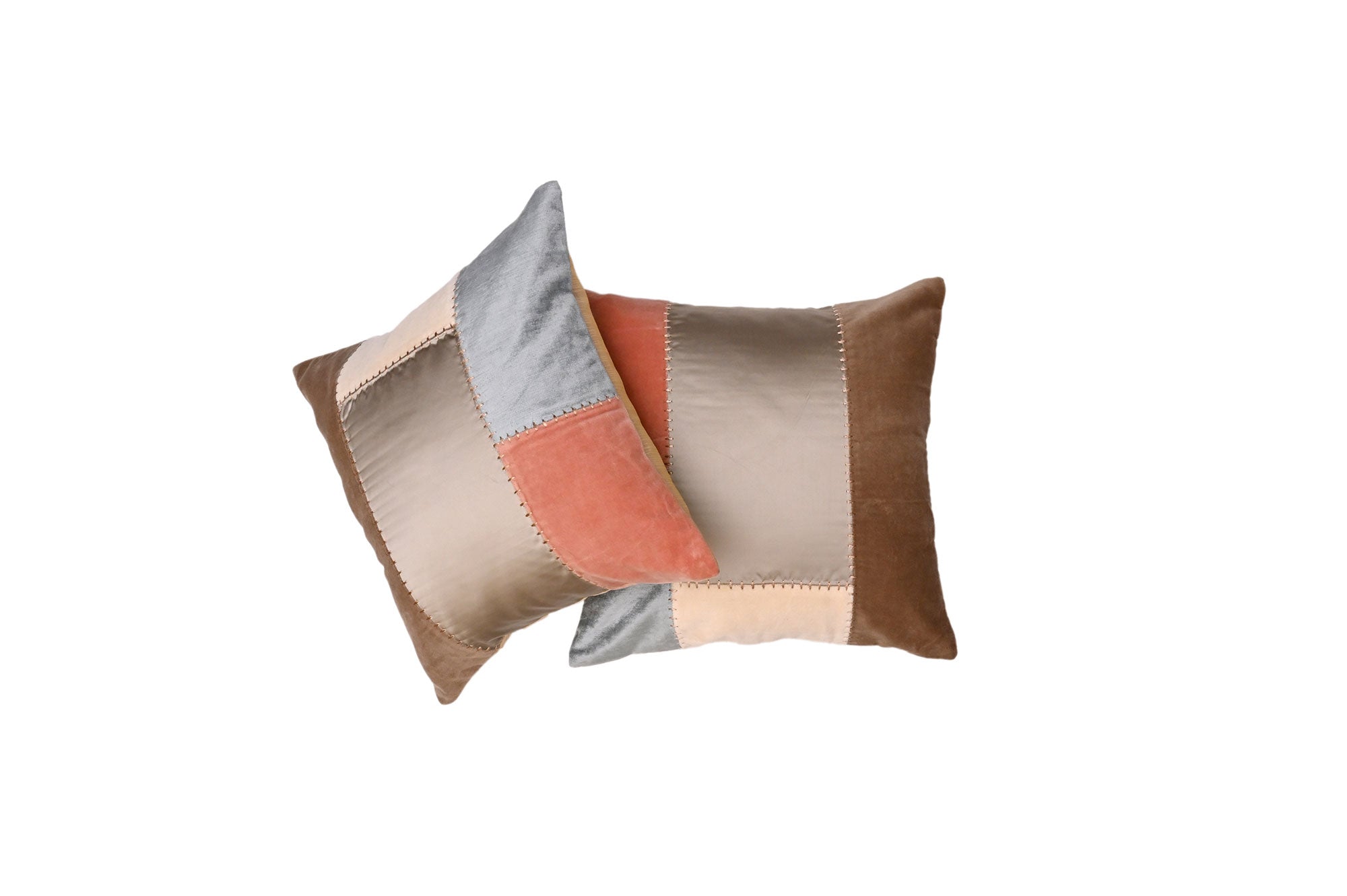 Velvet Patchwork Cushion (Warm Tones)