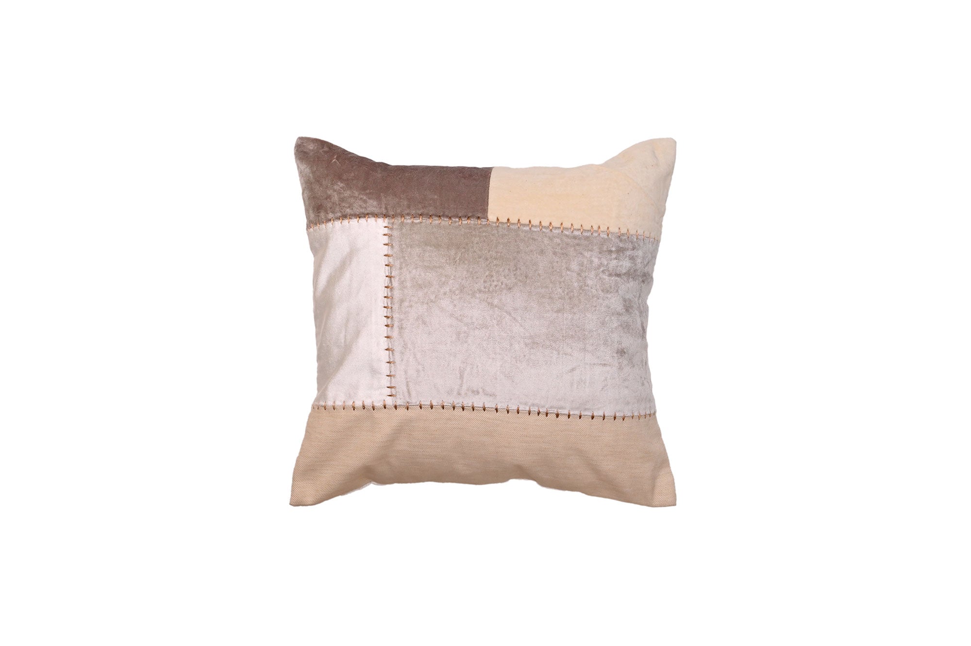 Velvet Patchwork Cushion (Neutral Tones)