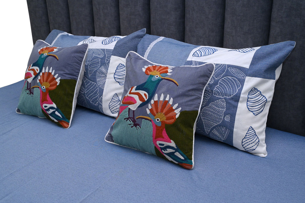 Tropical Blue Aviary Bedspread Set