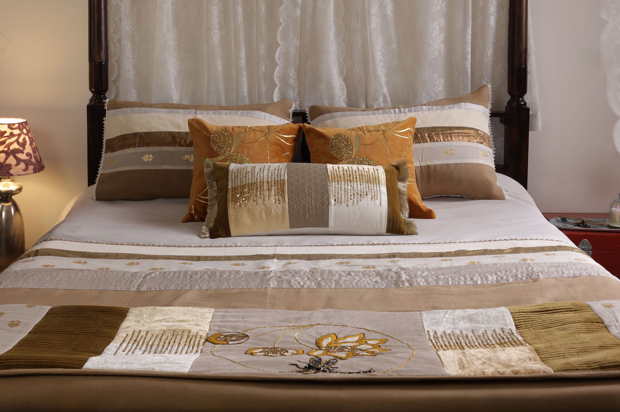 Heritage Weave Taupe & Rust Bed Ensemble