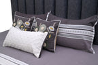 Charcoal Blossom Stripe Bedspread Set