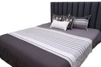 Charcoal Blossom Stripe Bedspread Set