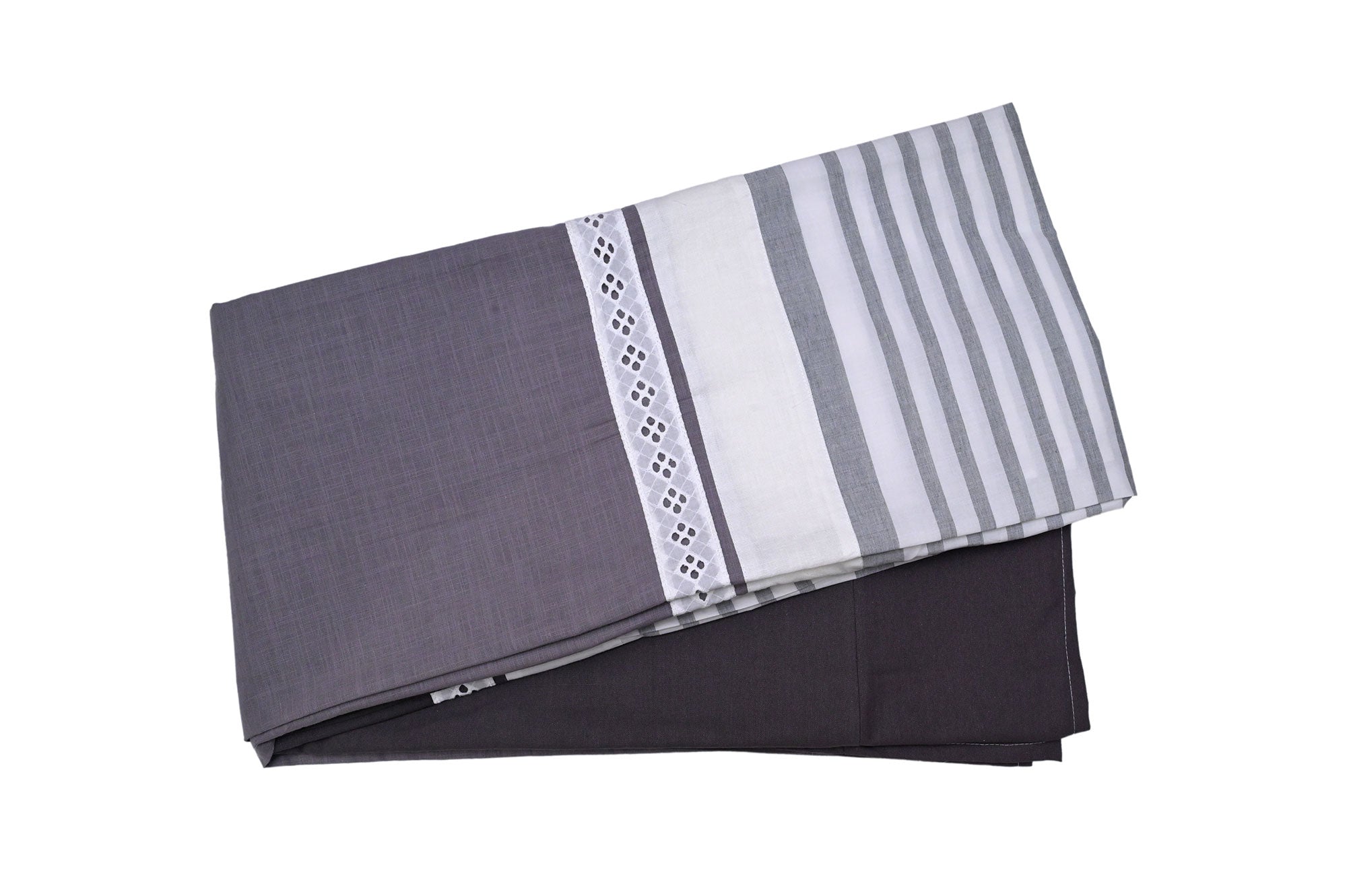 Charcoal Blossom Stripe Bedspread Set