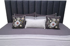 Charcoal Blossom Stripe Bedspread Set