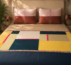 Navy Mustard Patchwork Bedsheet Set