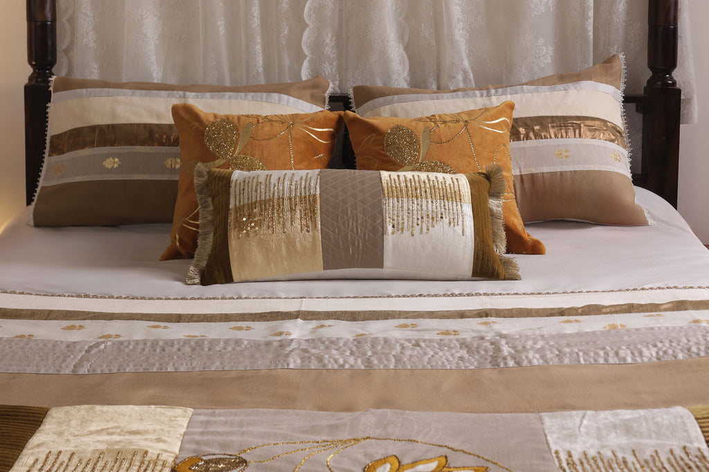 Heritage Weave Taupe & Rust Bed Ensemble