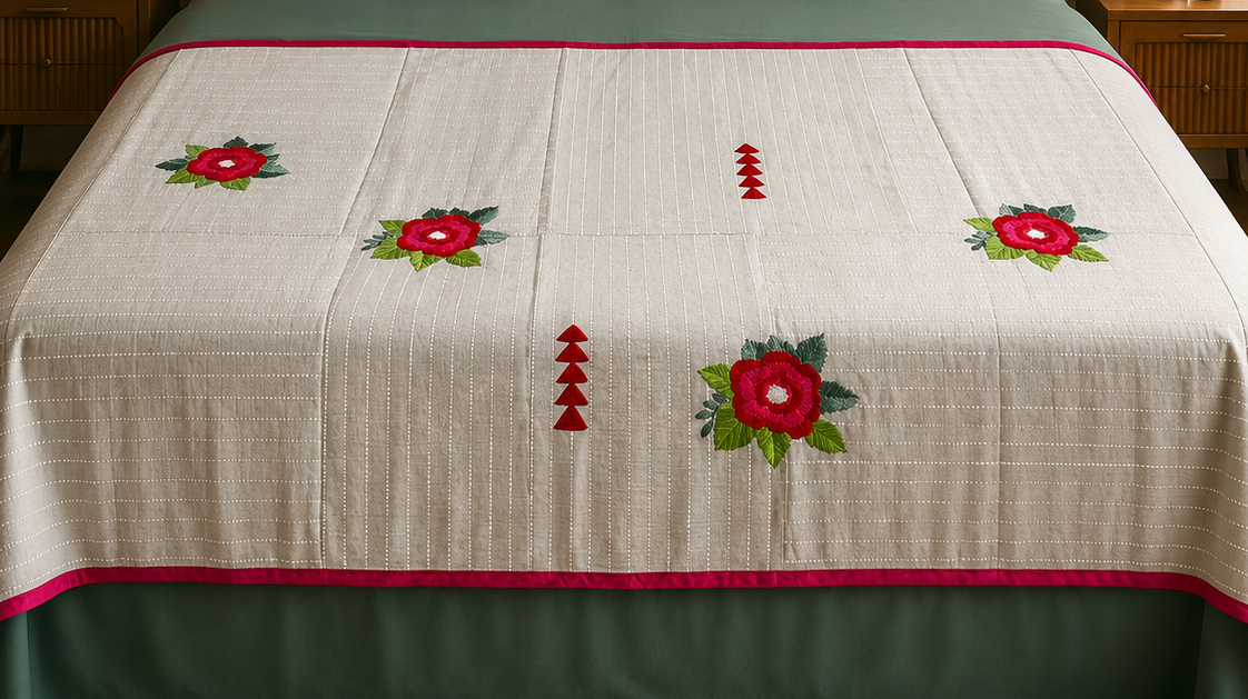 Sage Rose Embroidered Bed Ensemble