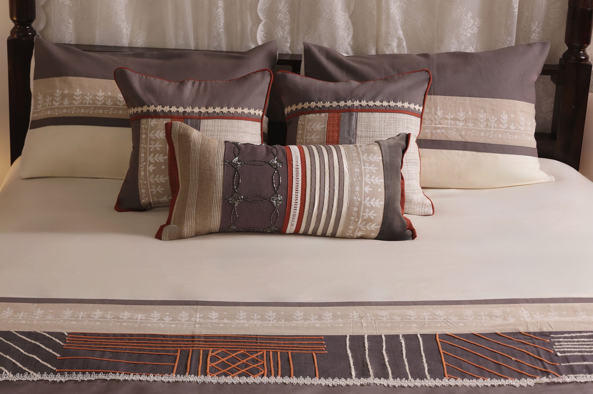 Rustic Charm Grey & Terracotta Bed Ensemble