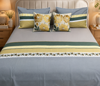 Slate Blue Mustard Floral Bedsheet Set