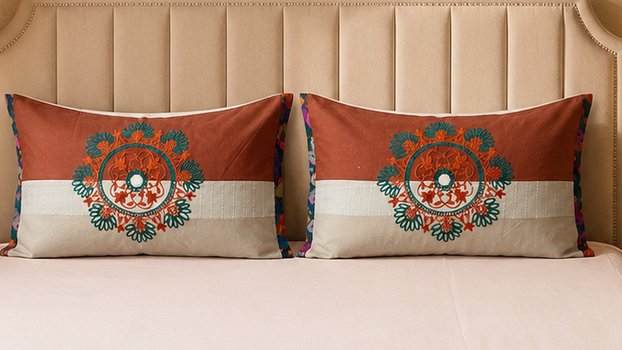 Terracotta Mandala Patchwork Bedsheet Set