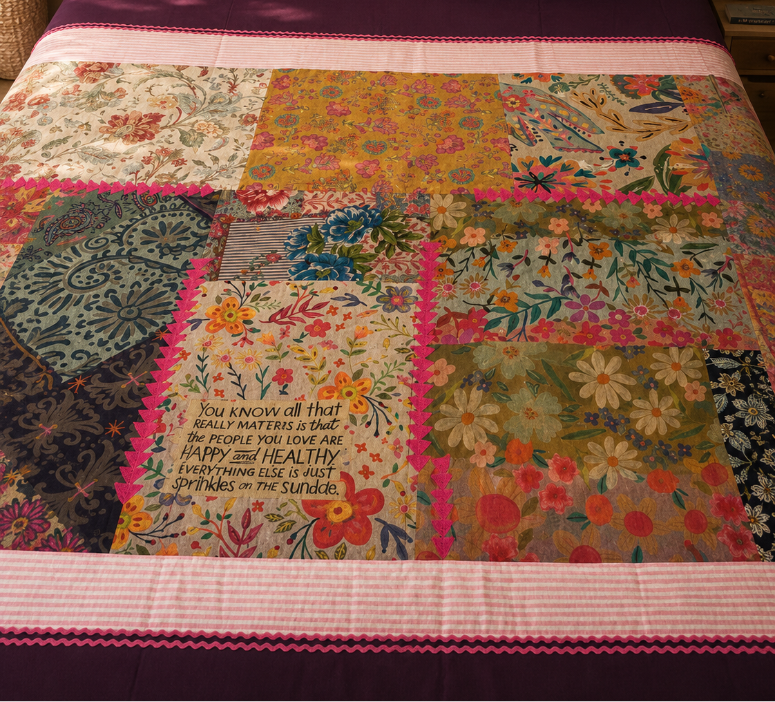Plum Patchwork Floral Bedsheet Set