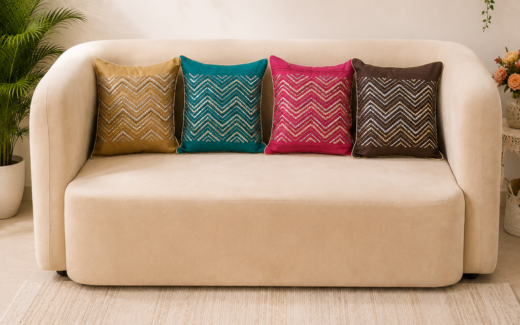 Jewel Chevron Multicolour Cushion Cover Set