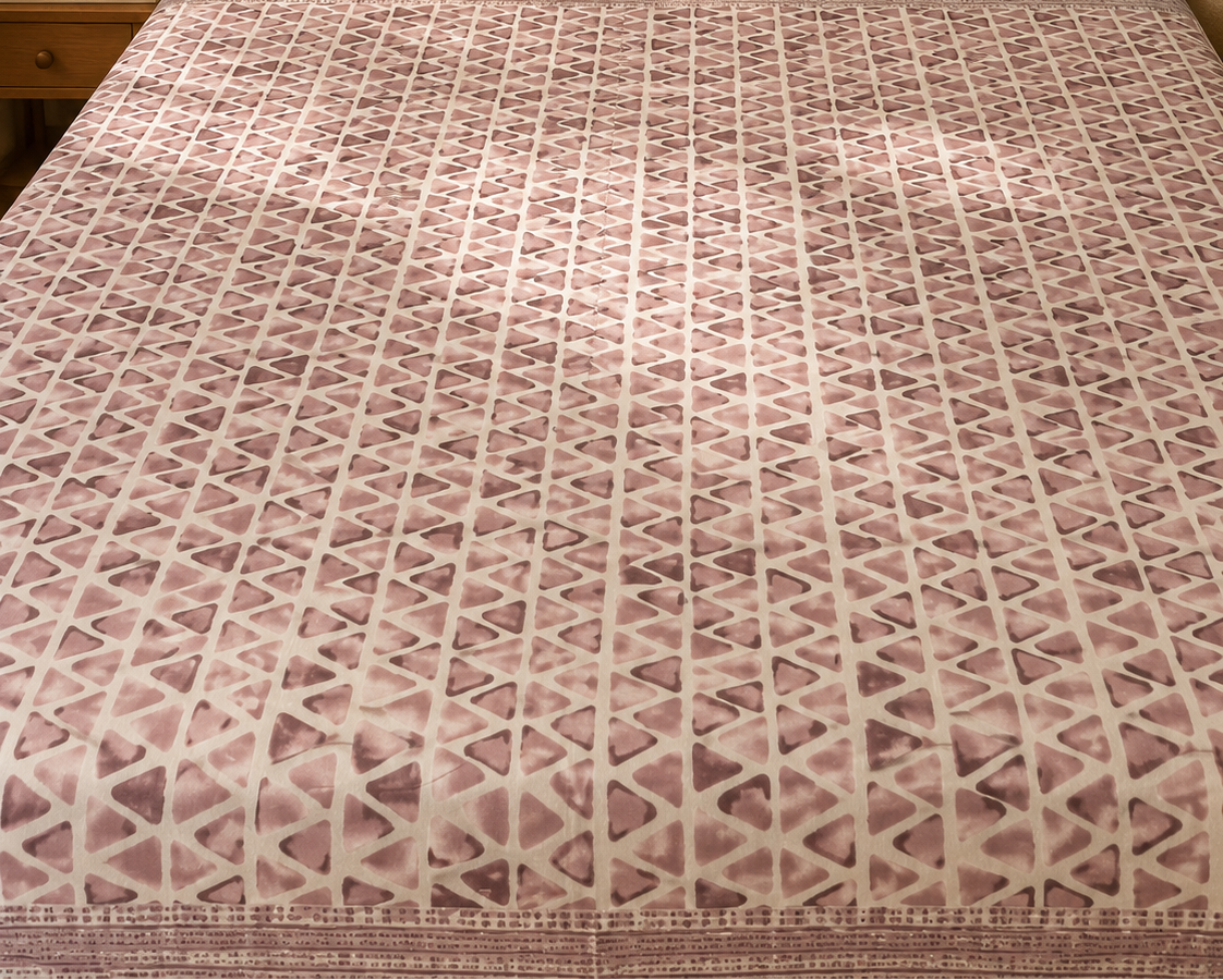 Mauve Bloom Geometric Embroidered Bedsheet Set