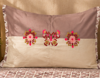 Mauve Bloom Geometric Embroidered Bedsheet Set