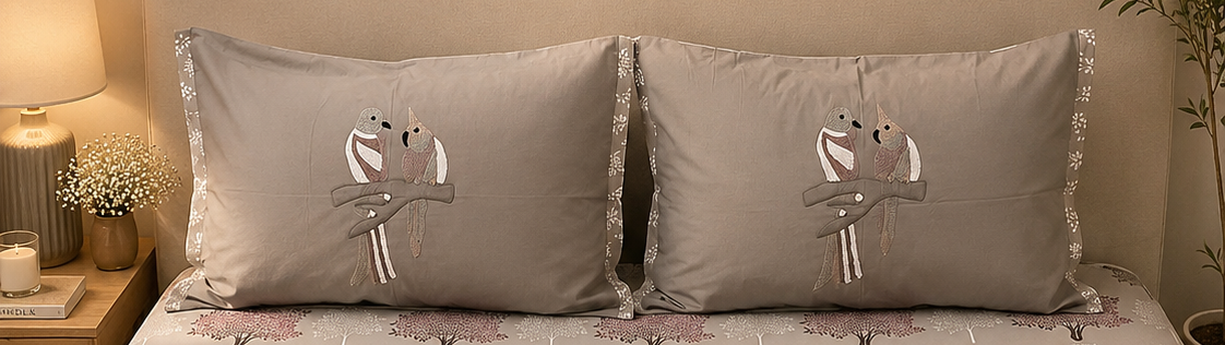 Taupe Woodland Tree Print Bedsheet Set