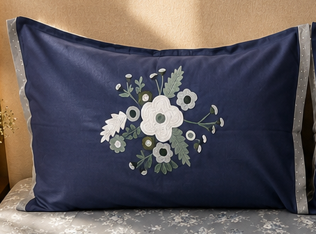 Blue Mist Floral Embroidered Bedsheet Set