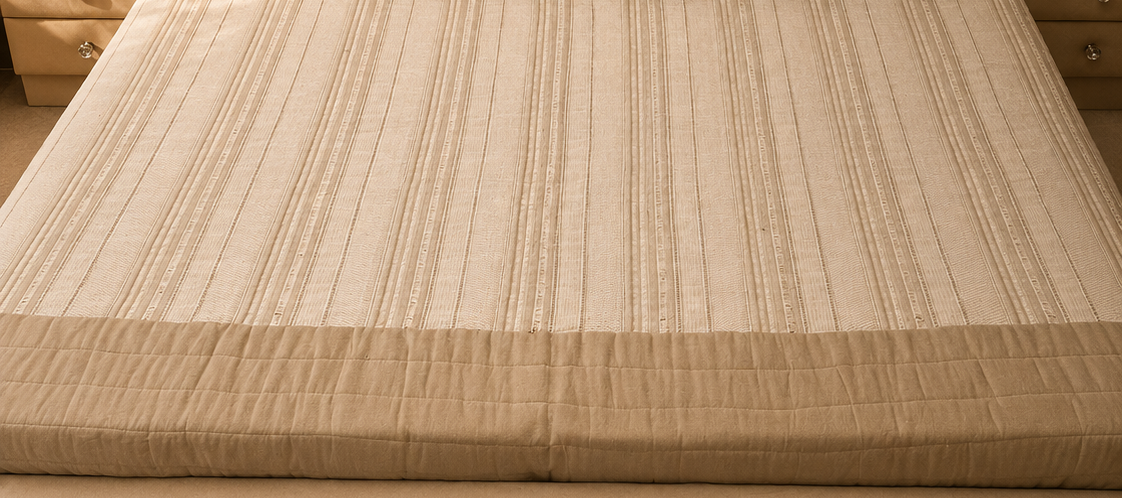 Ivory Leaf and Navy Bed Ensemble