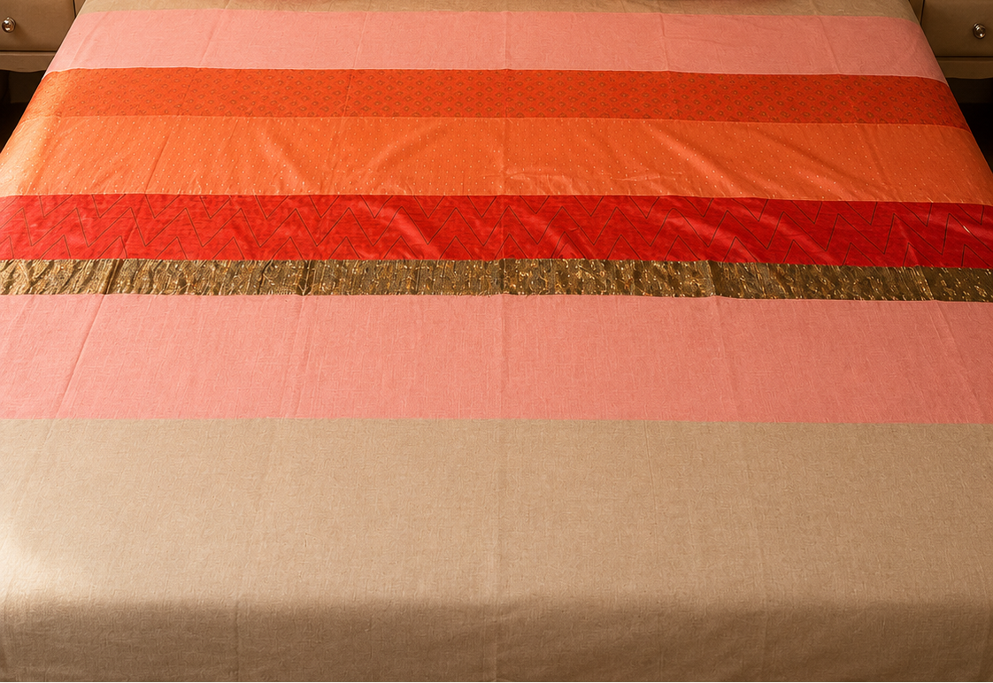 Coral Pink and Gold Bed Ensemble