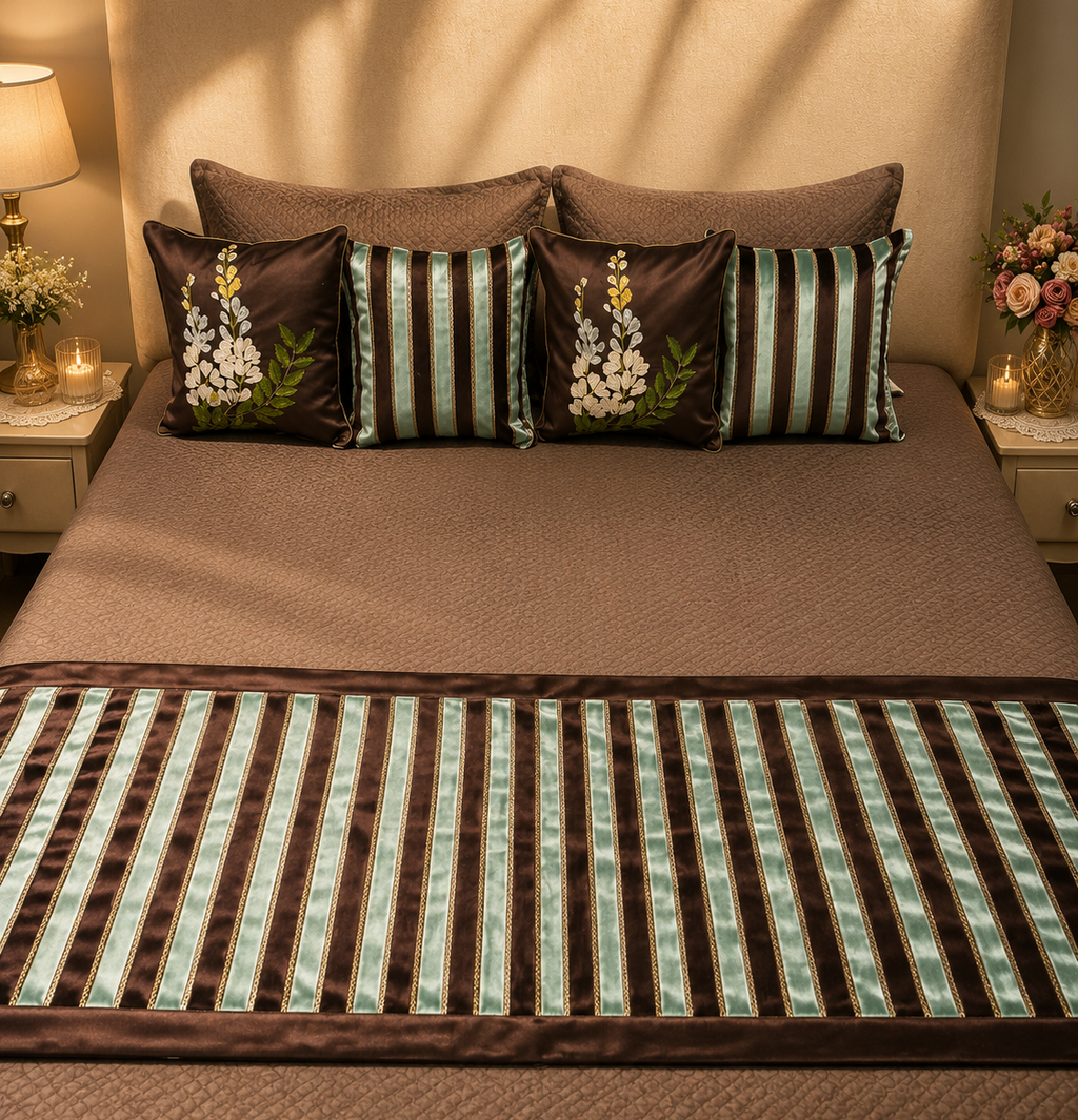 Mocha Mint Floral Bed Ensemble