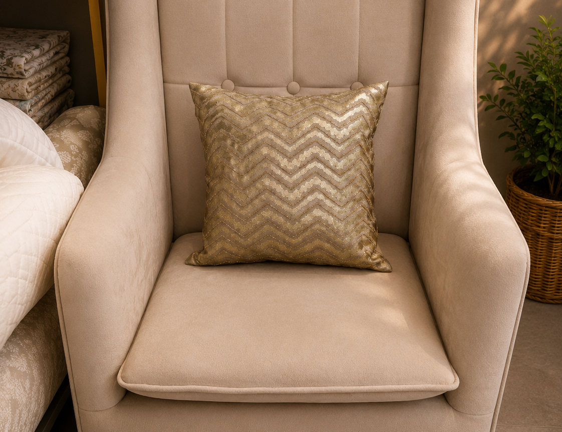 Gold Chevron Cushion Cover